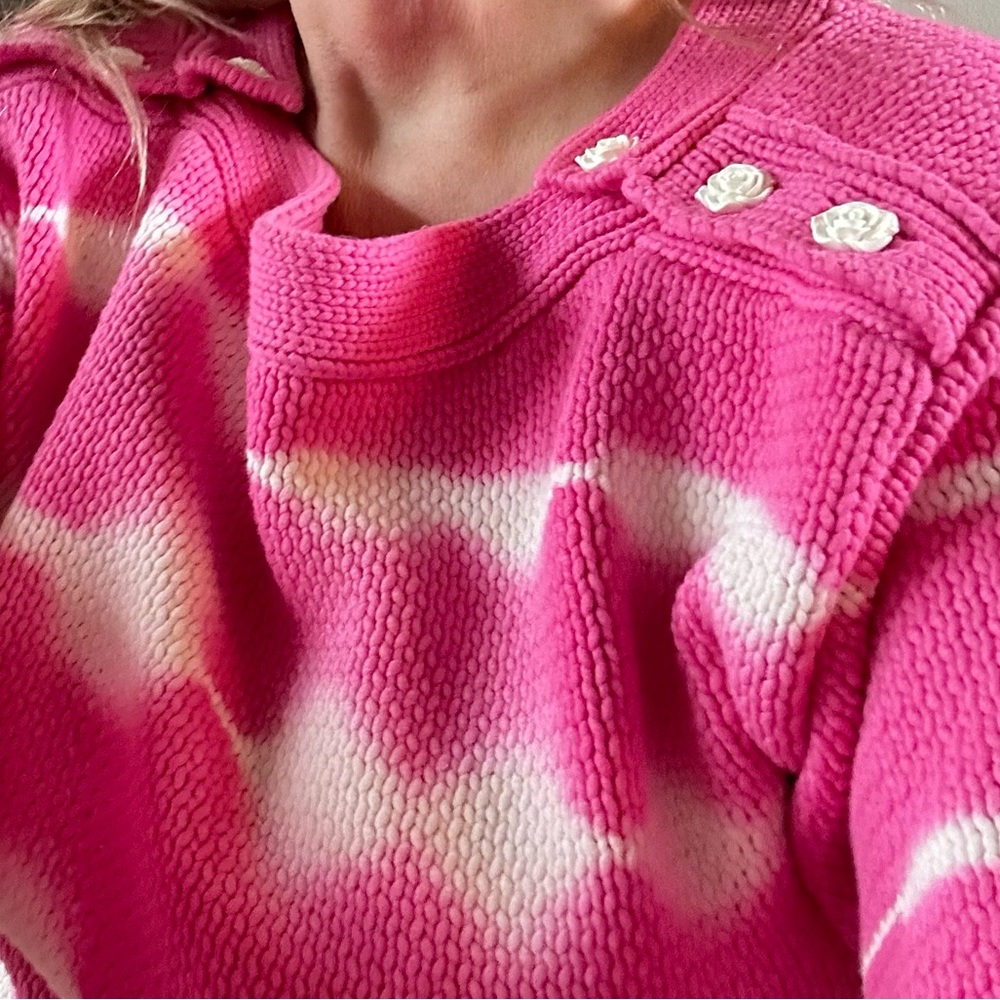 LOVESHACKFANCY Pink White Tie Die Sweater